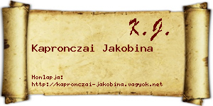 Kapronczai Jakobina névjegykártya